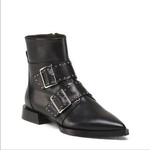 Capezzani Leather Pointed Toe Stud Ankle Boot